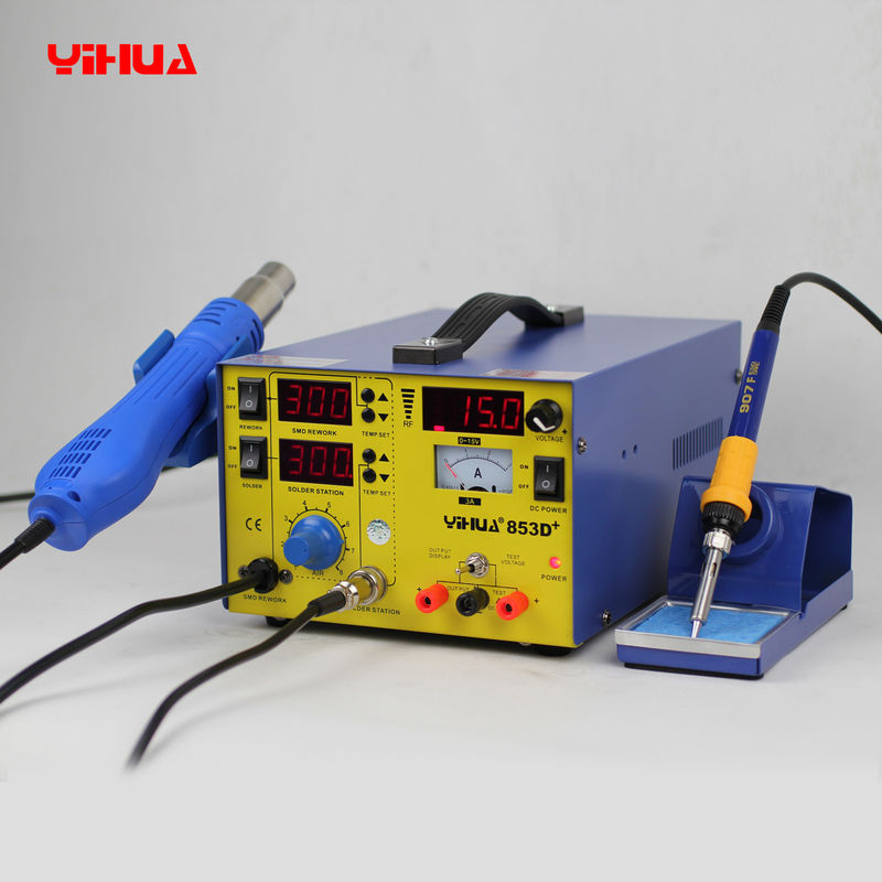 YIHUA 853D+ 3 In 1 Hot Air Mobile Phone Rework Station , Lead Free Soldering Rework Stations